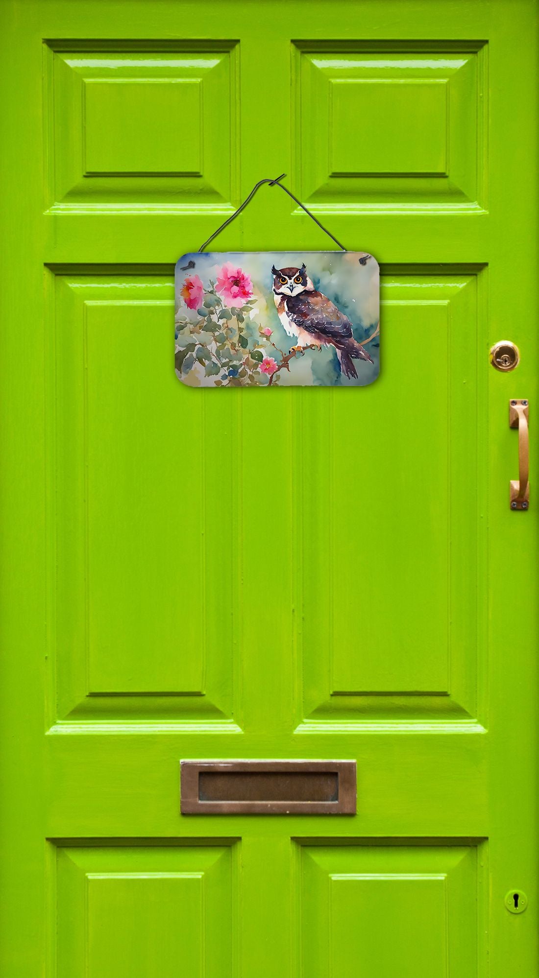 NEW Spectacled Owl Wall or Door Hanging Prints Aluminum Metal Sign Kitchen Wall Bar Bathroom Plaque Home Decor, 8HX12W, Multicolor