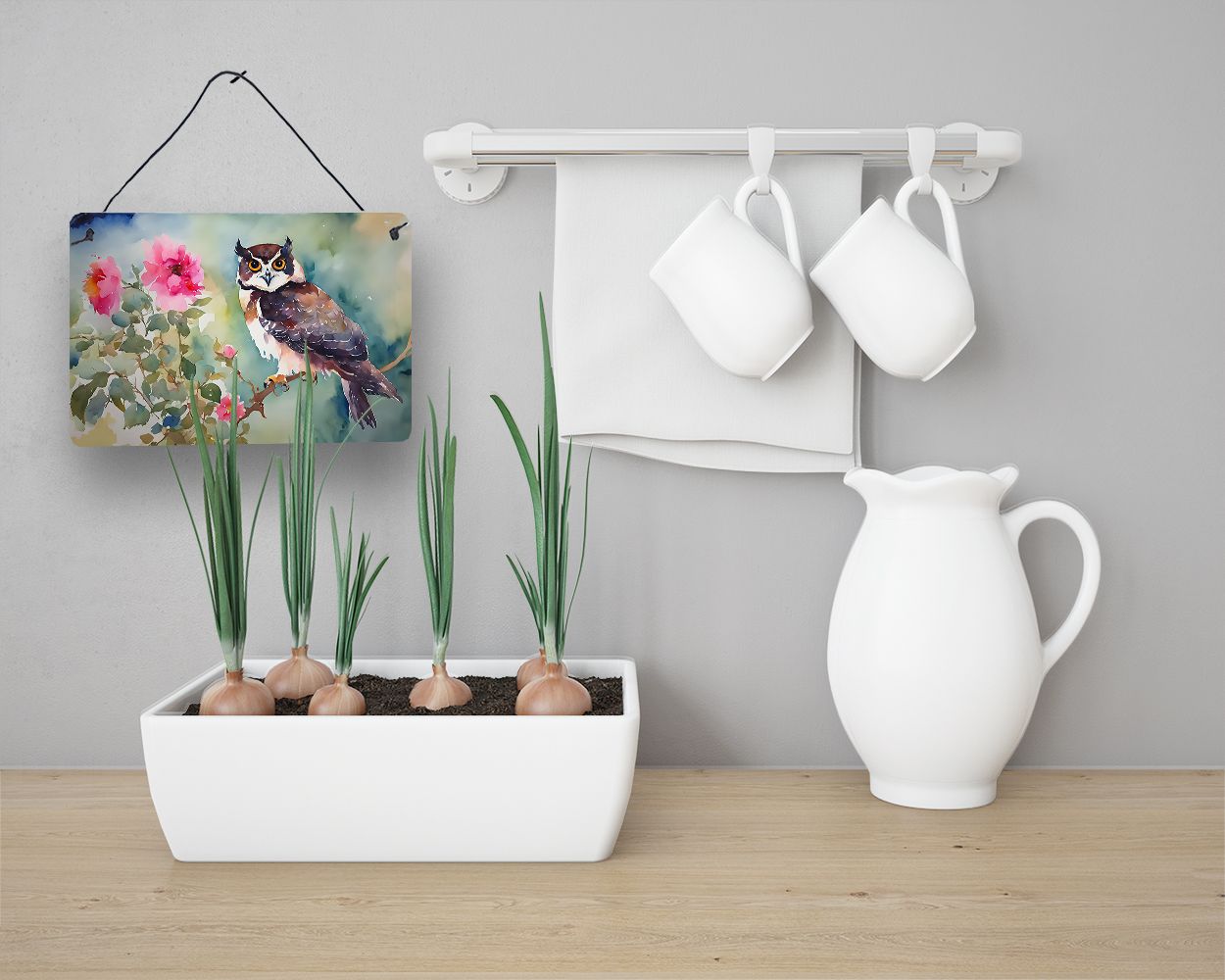 NEW Spectacled Owl Wall or Door Hanging Prints Aluminum Metal Sign Kitchen Wall Bar Bathroom Plaque Home Decor, 8HX12W, Multicolor