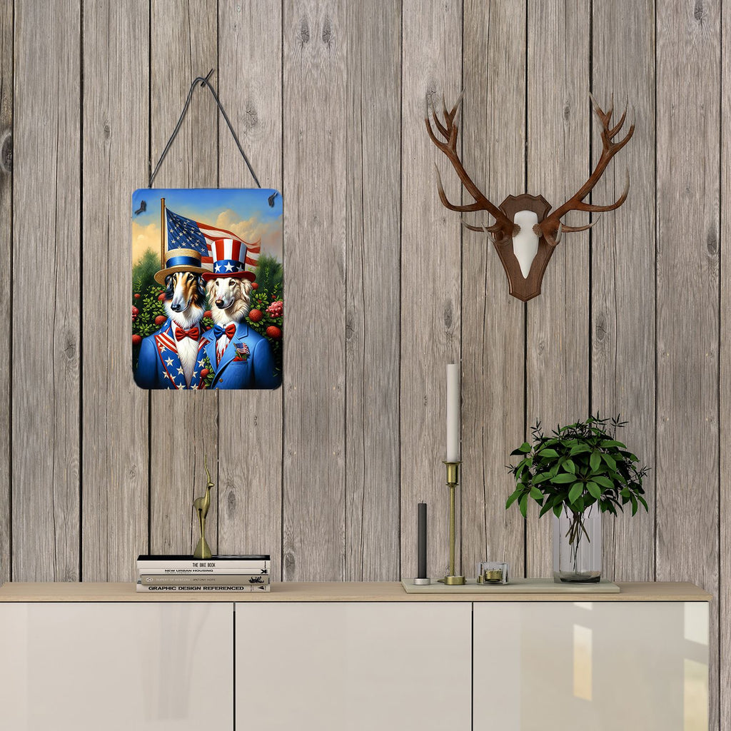 NEW All American Borzoi Wall or Door Hanging Prints Aluminum Metal Sign Kitchen Wall Bar Bathroom Plaque Home Decor Front Door Plaque, 12x16, Multicolor