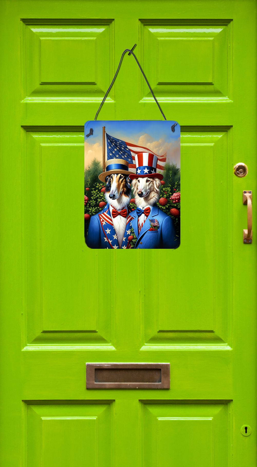 NEW All American Borzoi Wall or Door Hanging Prints Aluminum Metal Sign Kitchen Wall Bar Bathroom Plaque Home Decor Front Door Plaque, 12x16, Multicolor