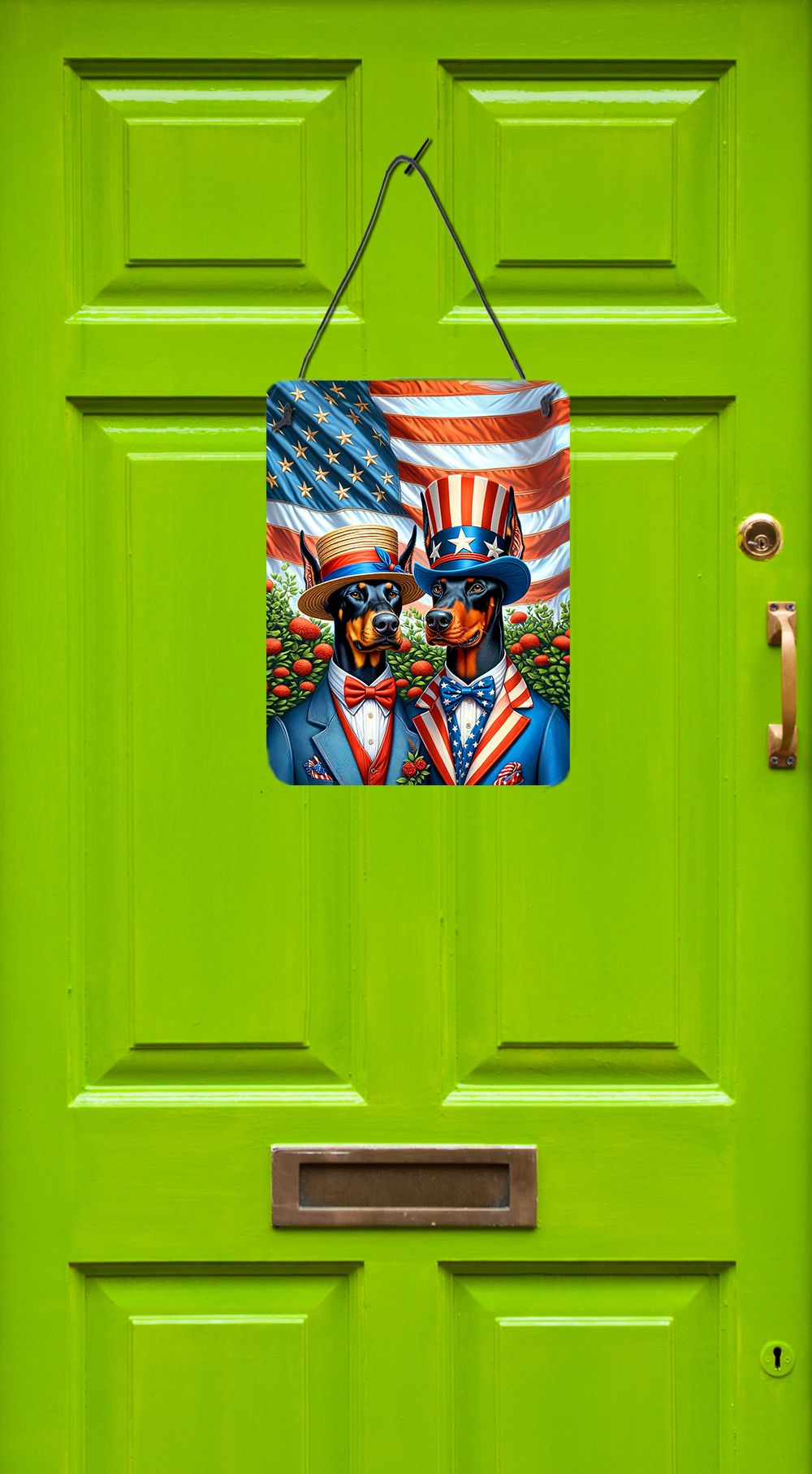 NEW All American Doberman Pinscher Wall or Door Hanging Prints Aluminum Metal Sign Kitchen Wall Bar Bathroom Plaque Home Decor Front Door Plaque, 12x16, Multicolor