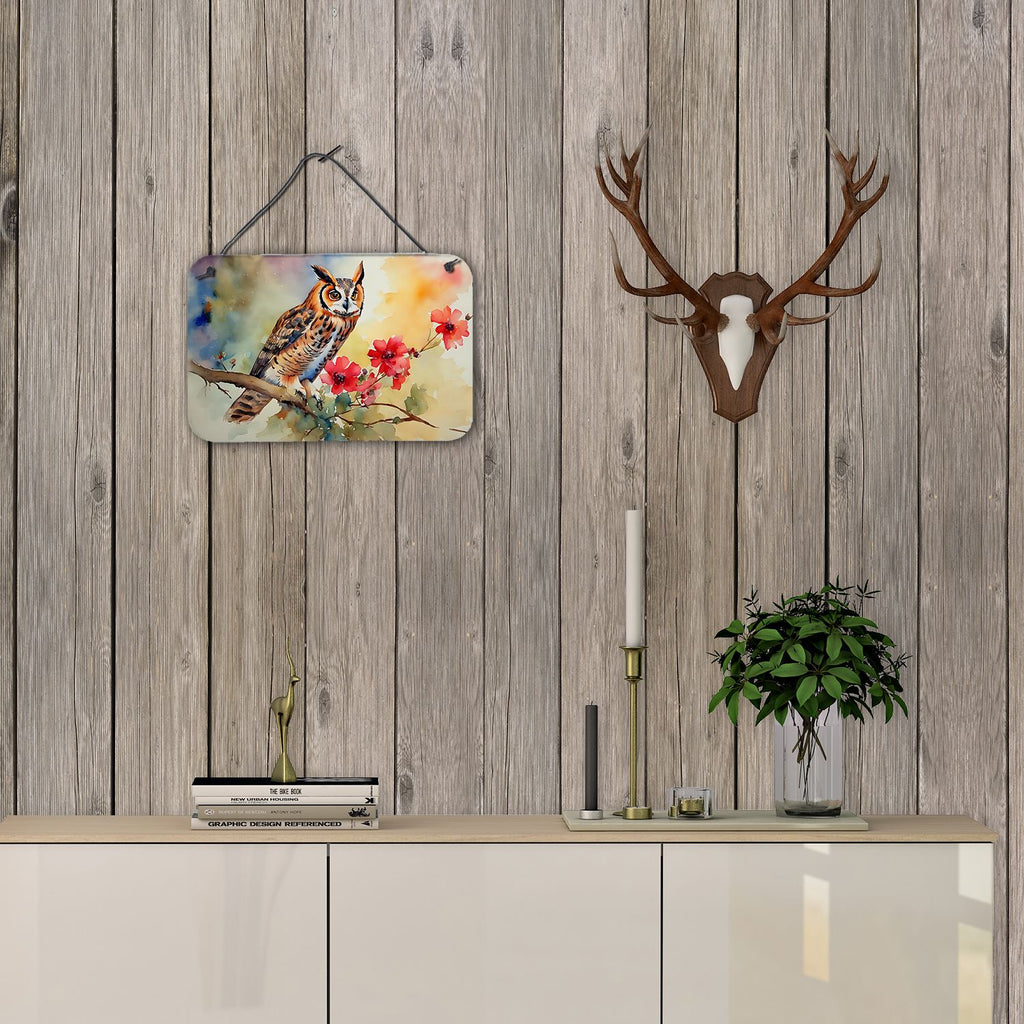 NEW Long-Eared Owl Wall or Door Hanging Prints Aluminum Metal Sign Kitchen Wall Bar Bathroom Plaque Home Decor, 8HX12W, Multicolor