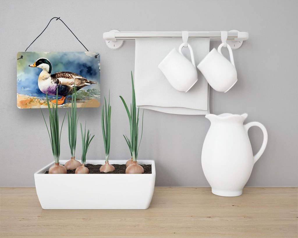 NEW Common Eider Duck Wall or Door Hanging Prints Aluminum Metal Sign Kitchen Wall Bar Bathroom Plaque Home Decor, 8HX12W, Multicolor