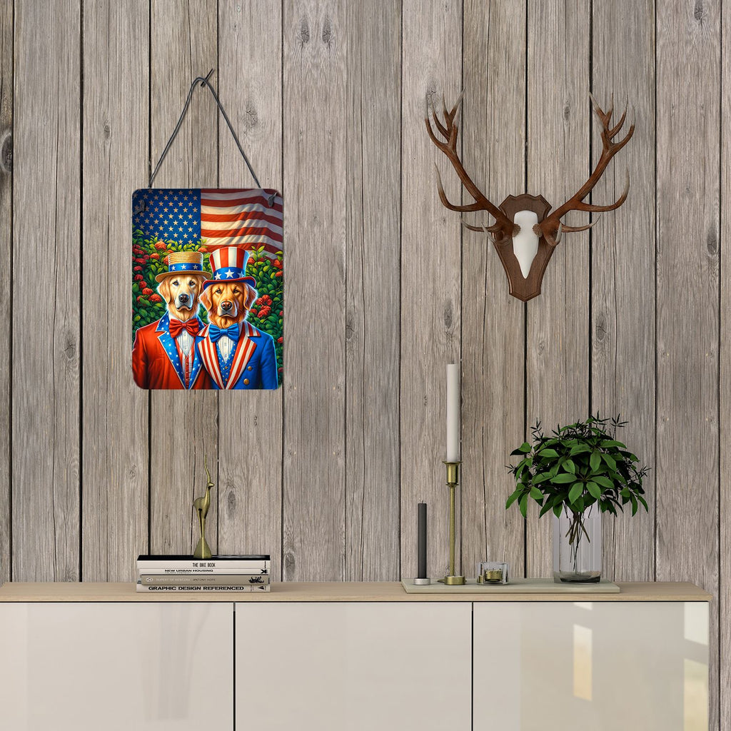 NEW All American Golden Retriever Wall or Door Hanging Prints Aluminum Metal Sign Kitchen Wall Bar Bathroom Plaque Home Decor Front Door Plaque, 12x16, Multicolor