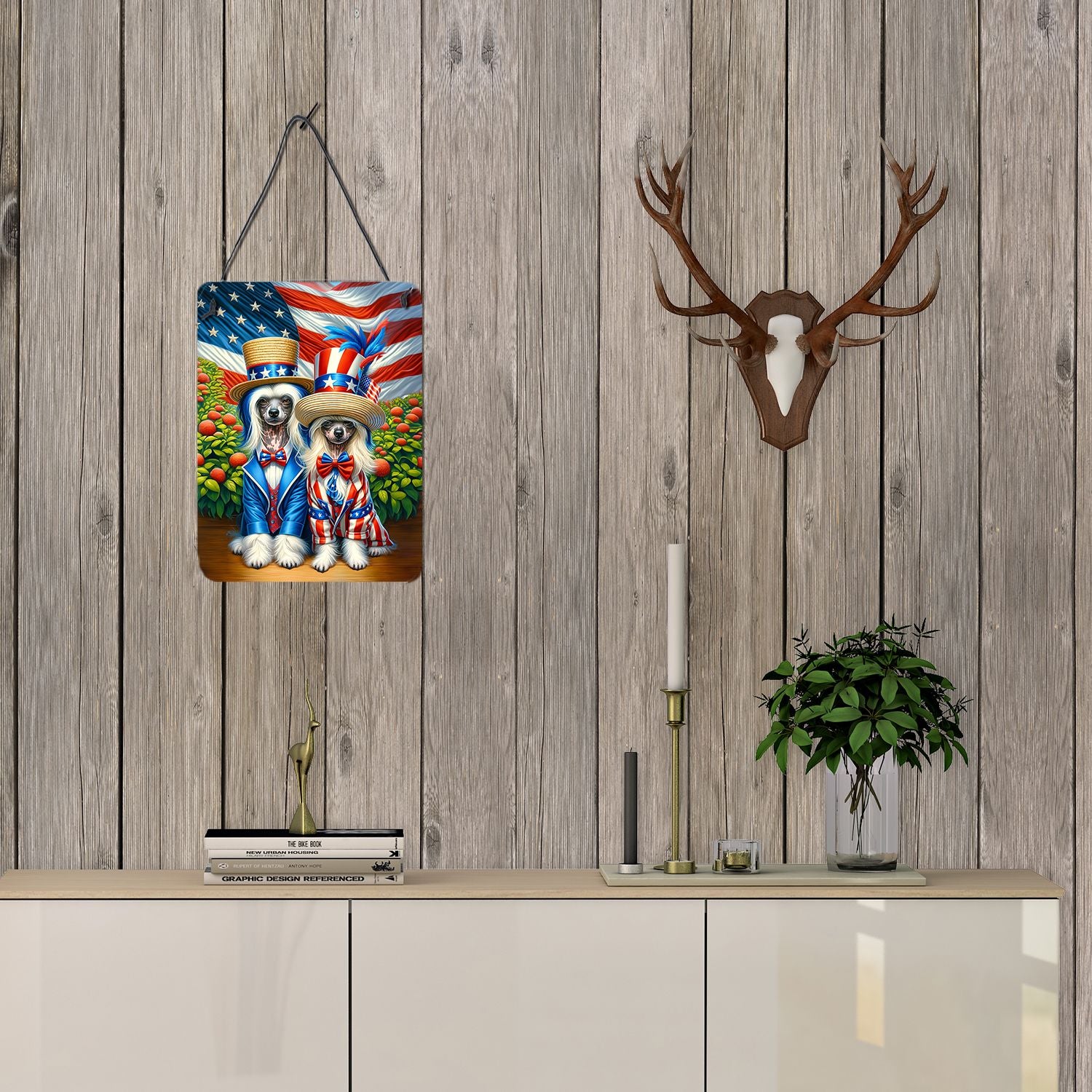 NEW All American Chinese Crested Wall or Door Hanging Prints Aluminum Metal Sign Kitchen Wall Bar Bathroom Plaque Home Decor Front Door Plaque, 12x16, Multicolor