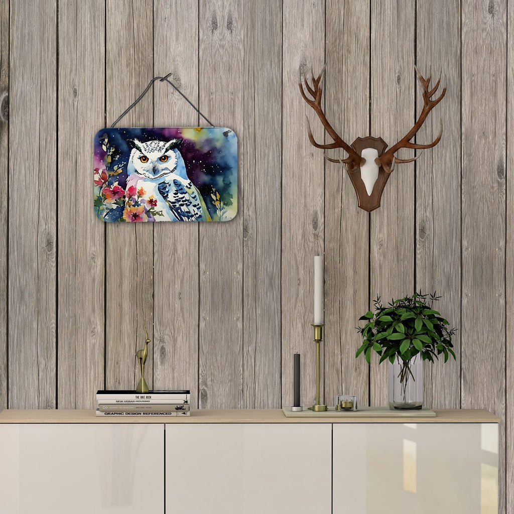 NEW Snowy Owl Wall or Door Hanging Prints Aluminum Metal Sign Kitchen Wall Bar Bathroom Plaque Home Decor, 8HX12W, Multicolor
