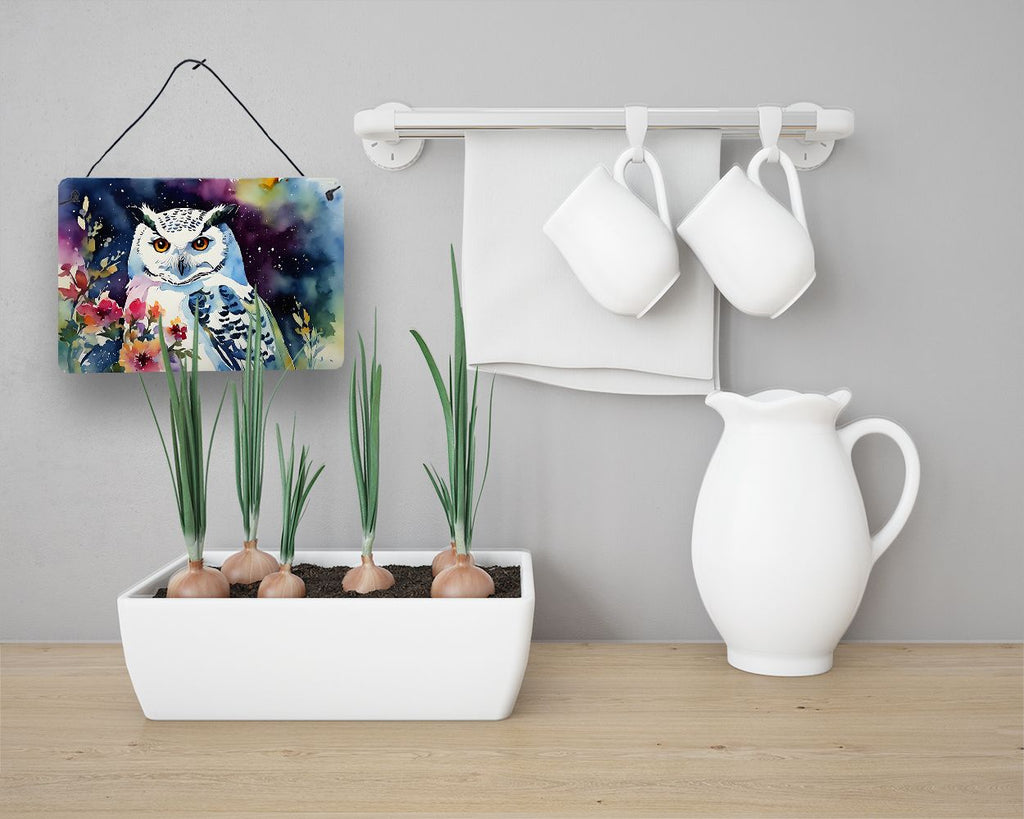 NEW Snowy Owl Wall or Door Hanging Prints Aluminum Metal Sign Kitchen Wall Bar Bathroom Plaque Home Decor, 8HX12W, Multicolor