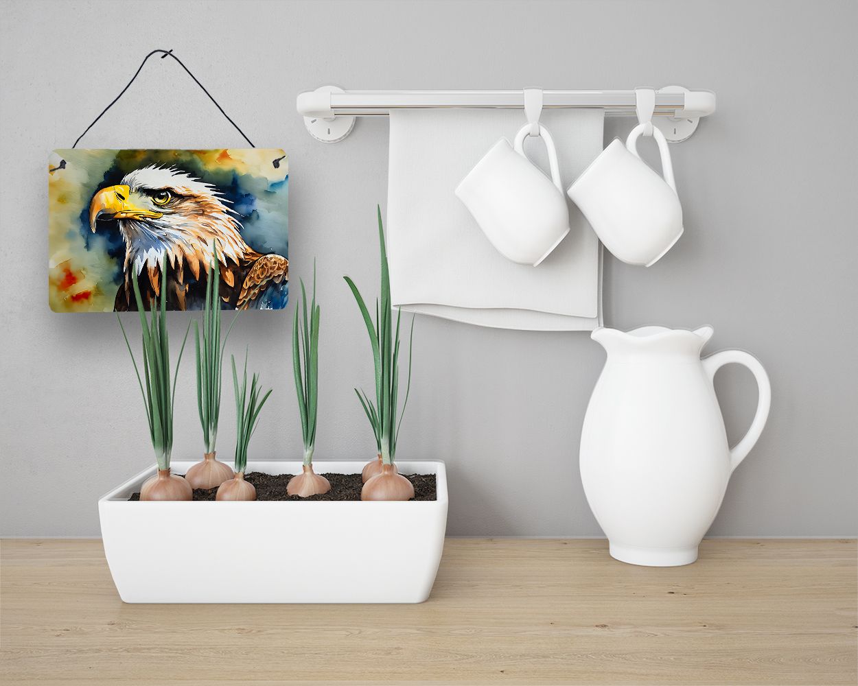 NEW Eagle Wall or Door Hanging Prints Aluminum Metal Sign Kitchen Wall Bar Bathroom Plaque Home Decor, 8HX12W, Multicolor