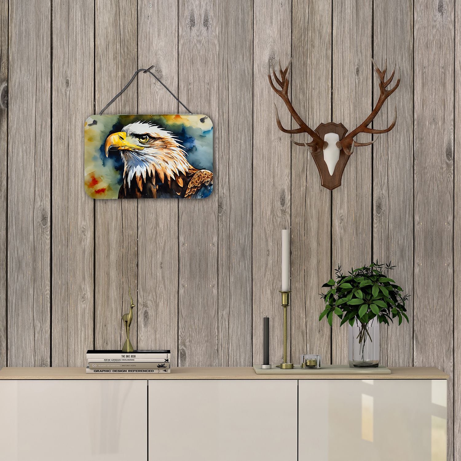 NEW Eagle Wall or Door Hanging Prints Aluminum Metal Sign Kitchen Wall Bar Bathroom Plaque Home Decor, 8HX12W, Multicolor