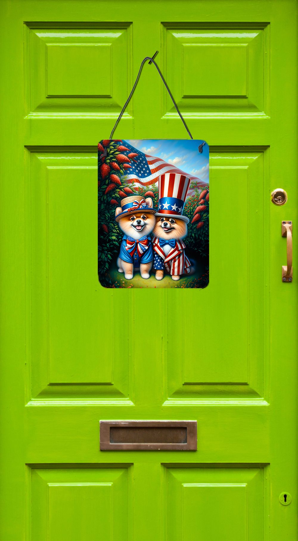 NEW All American Pomeranian Wall or Door Hanging Prints Aluminum Metal Sign Kitchen Wall Bar Bathroom Plaque Home Decor Front Door Plaque, 12x16, Multicolor