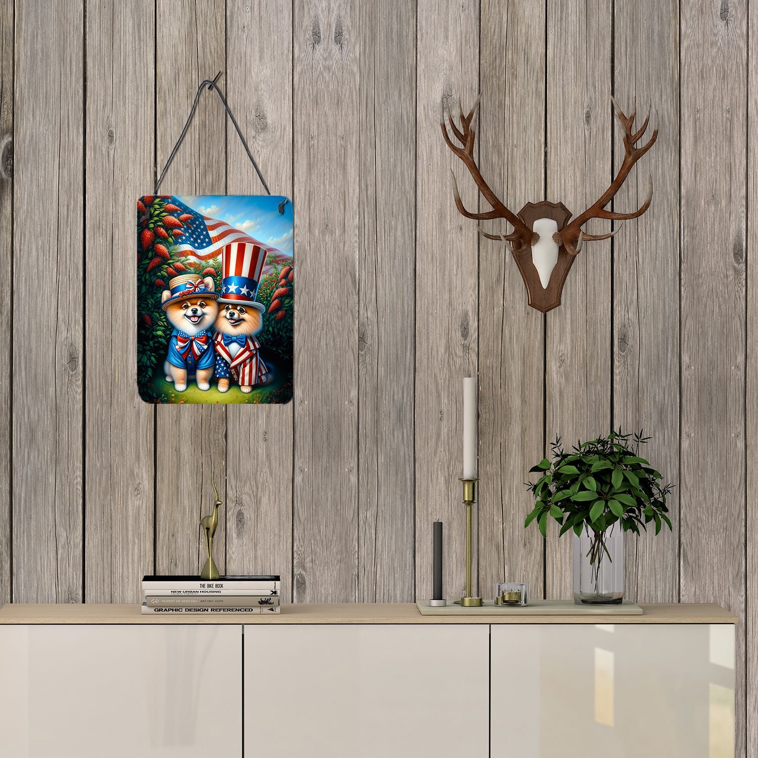 NEW All American Pomeranian Wall or Door Hanging Prints Aluminum Metal Sign Kitchen Wall Bar Bathroom Plaque Home Decor Front Door Plaque, 12x16, Multicolor