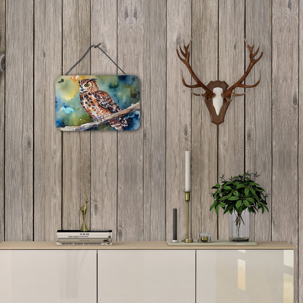NEW Tawny Owl Wall or Door Hanging Prints Aluminum Metal Sign Kitchen Wall Bar Bathroom Plaque Home Decor, 8HX12W, Multicolor