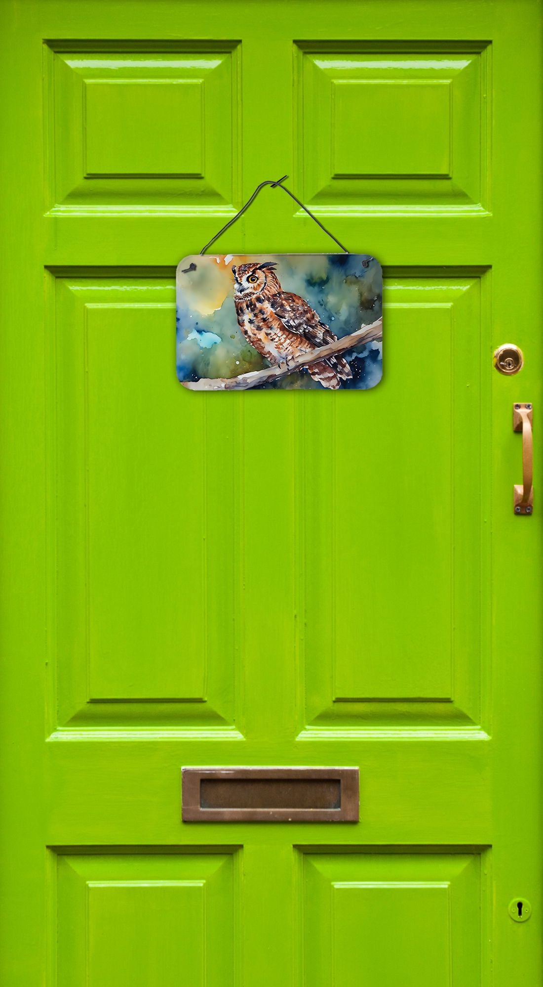 NEW Tawny Owl Wall or Door Hanging Prints Aluminum Metal Sign Kitchen Wall Bar Bathroom Plaque Home Decor, 8HX12W, Multicolor