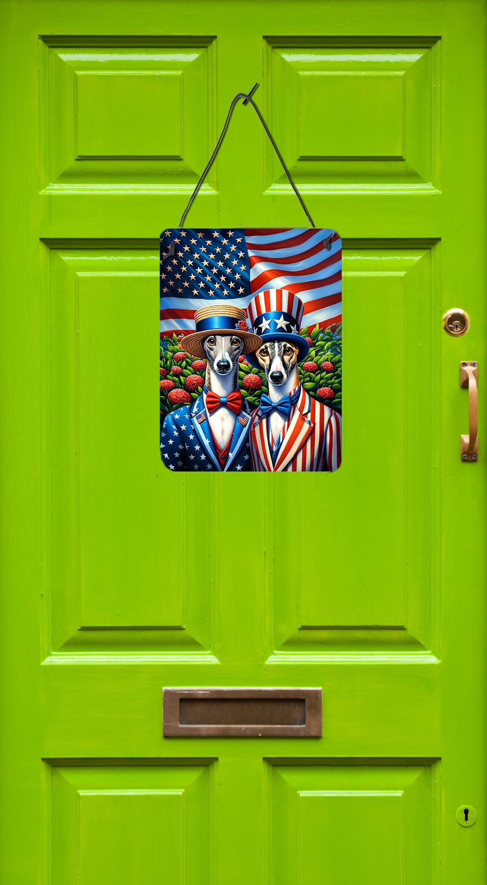 NEW All American Greyhound Wall or Door Hanging Prints Aluminum Metal Sign Kitchen Wall Bar Bathroom Plaque Home Decor Front Door Plaque, 12x16, Multicolor