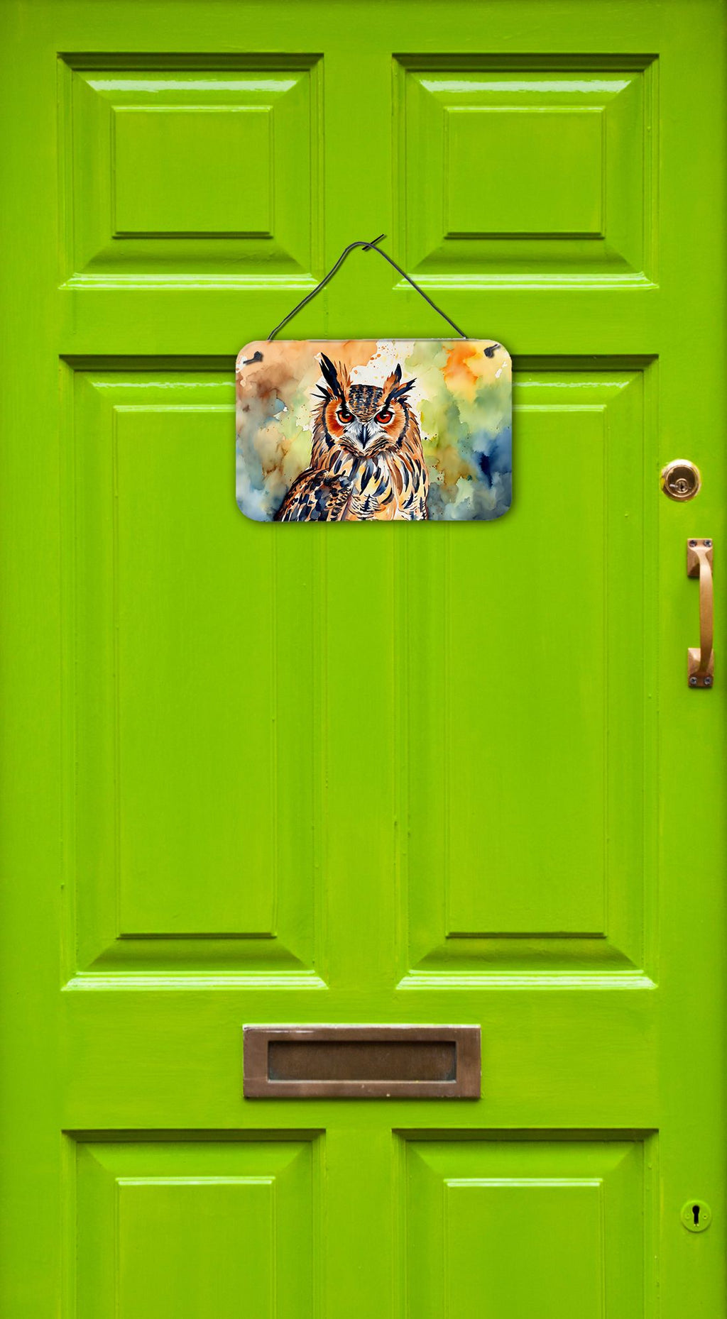 NEW Eurasian Eagle Owl Wall or Door Hanging Prints Aluminum Metal Sign Kitchen Wall Bar Bathroom Plaque Home Decor, 8HX12W, Multicolor