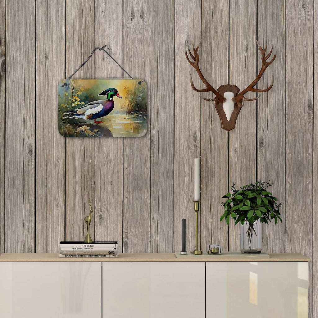 NEW Wood Duck Wall or Door Hanging Prints Aluminum Metal Sign Kitchen Wall Bar Bathroom Plaque Home Decor, 8HX12W, Multicolor