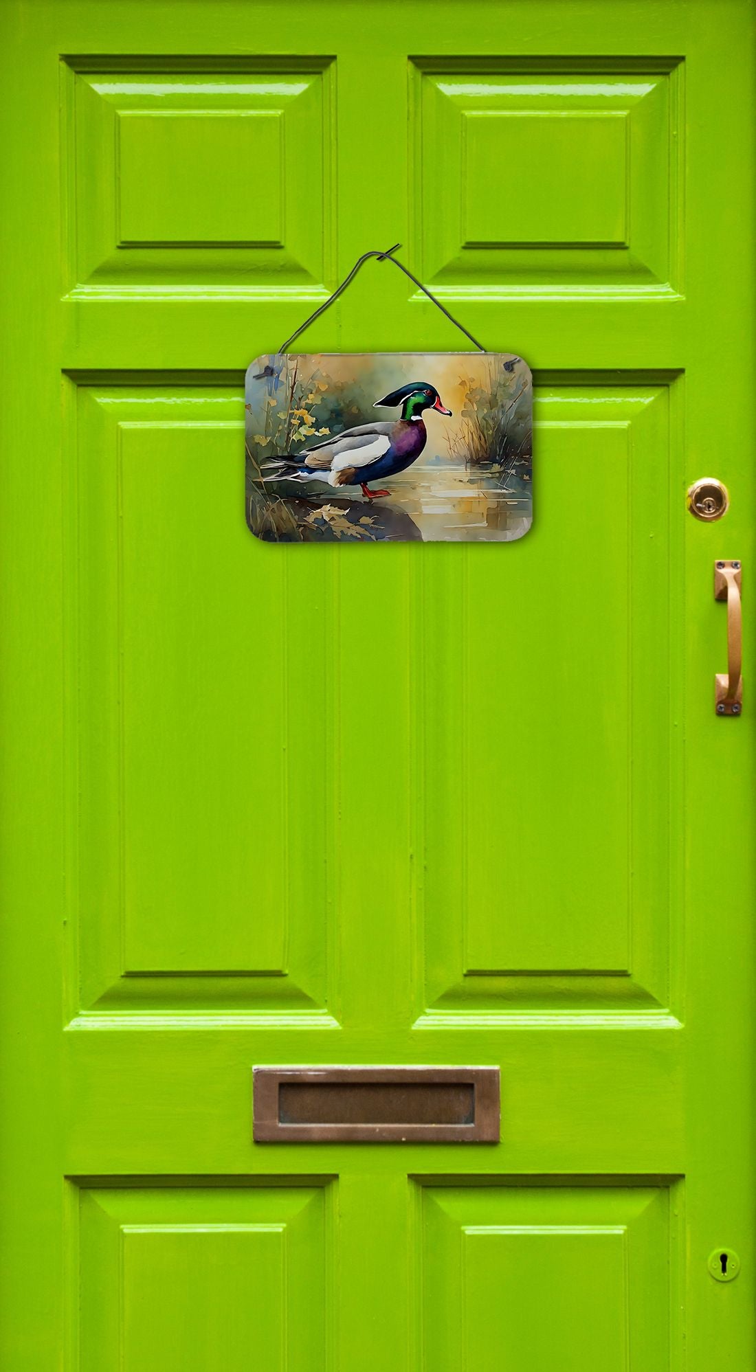 NEW Wood Duck Wall or Door Hanging Prints Aluminum Metal Sign Kitchen Wall Bar Bathroom Plaque Home Decor, 8HX12W, Multicolor