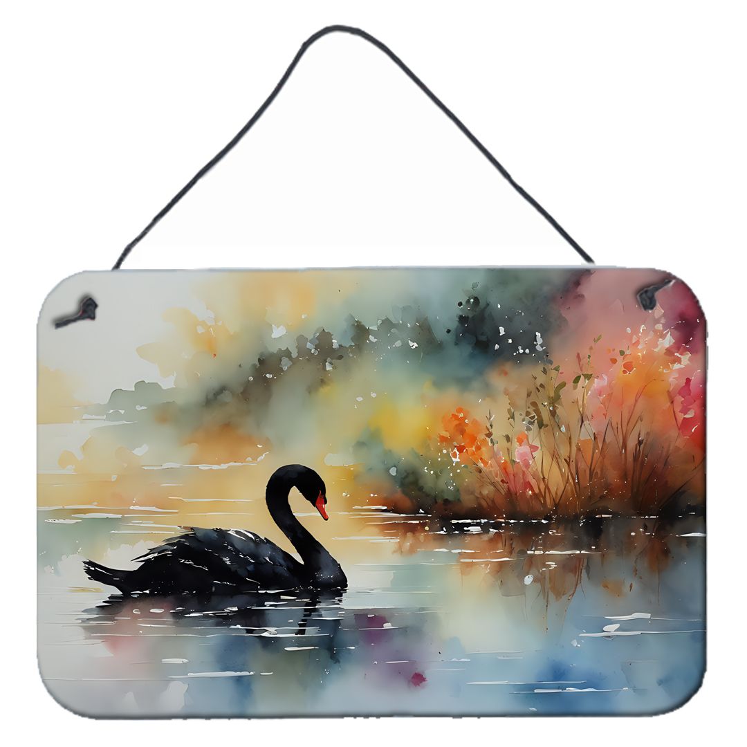 NEW Black Swan Wall or Door Hanging Prints Aluminum Metal Sign Kitchen Wall Bar Bathroom Plaque Home Decor, 8HX12W, Multicolor