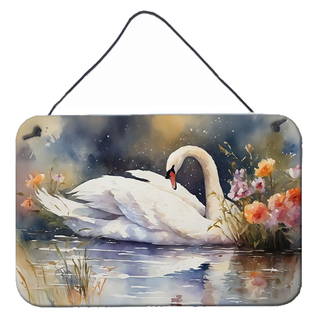 NEW Swan Wall or Door Hanging Prints Aluminum Metal Sign Kitchen Wall Bar Bathroom Plaque Home Decor, 8HX12W, Multicolor