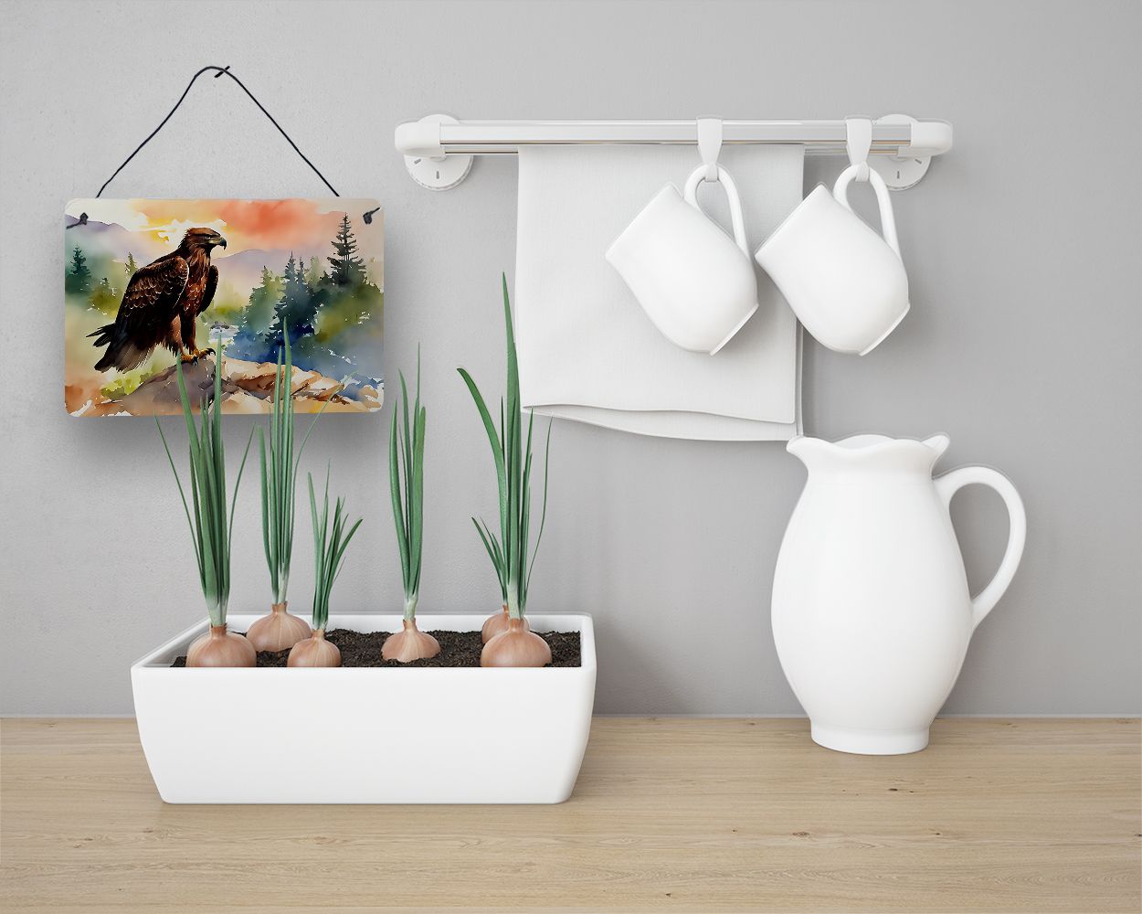 NEW Eagle Wall or Door Hanging Prints Aluminum Metal Sign Kitchen Wall Bar Bathroom Plaque Home Decor, 8HX12W, Multicolor