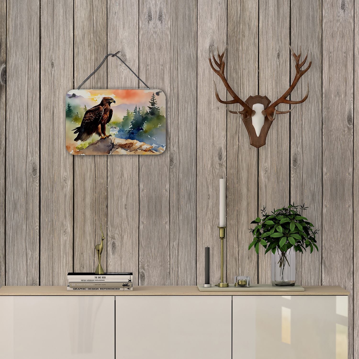 NEW Eagle Wall or Door Hanging Prints Aluminum Metal Sign Kitchen Wall Bar Bathroom Plaque Home Decor, 8HX12W, Multicolor