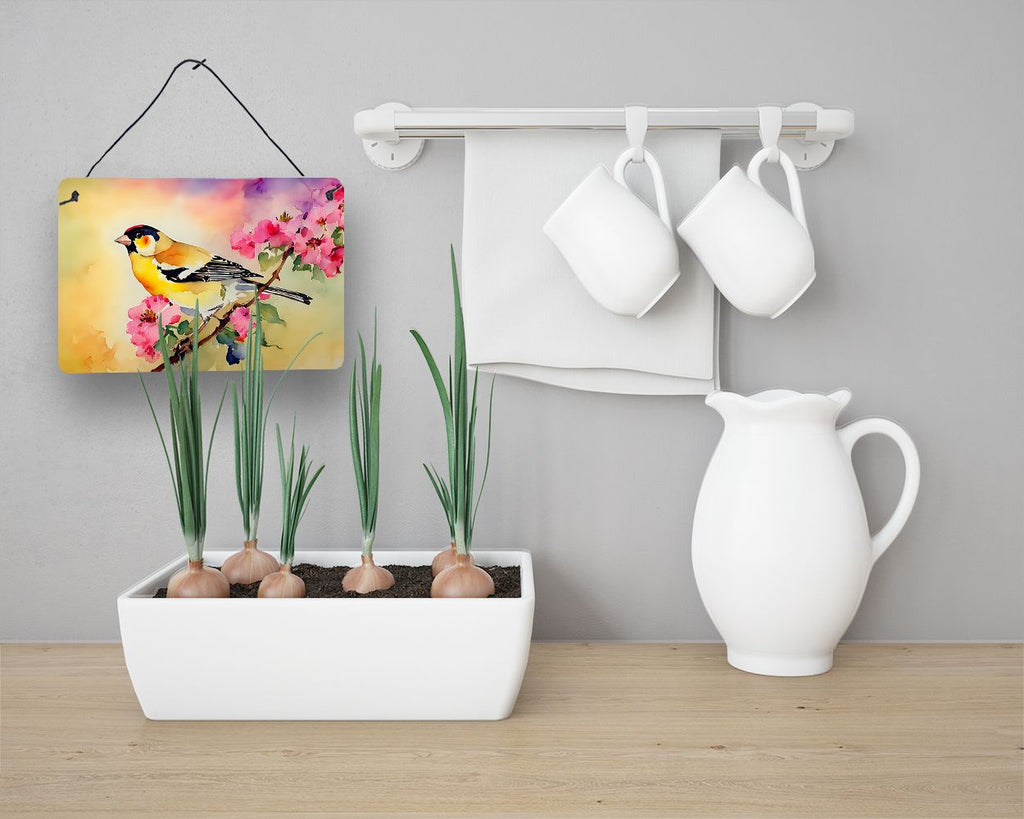 NEW Goldfinch Wall or Door Hanging Prints Aluminum Metal Sign Kitchen Wall Bar Bathroom Plaque Home Decor, 8HX12W, Multicolor