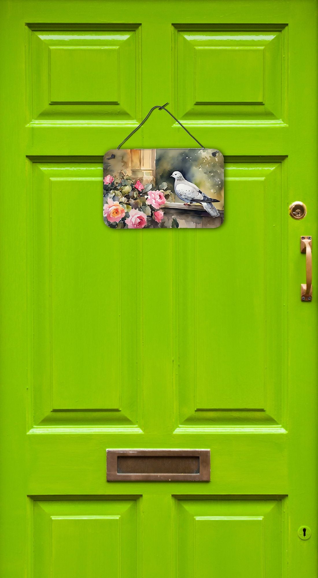 NEW Pigeon Wall or Door Hanging Prints Aluminum Metal Sign Kitchen Wall Bar Bathroom Plaque Home Decor, 8HX12W, Multicolor