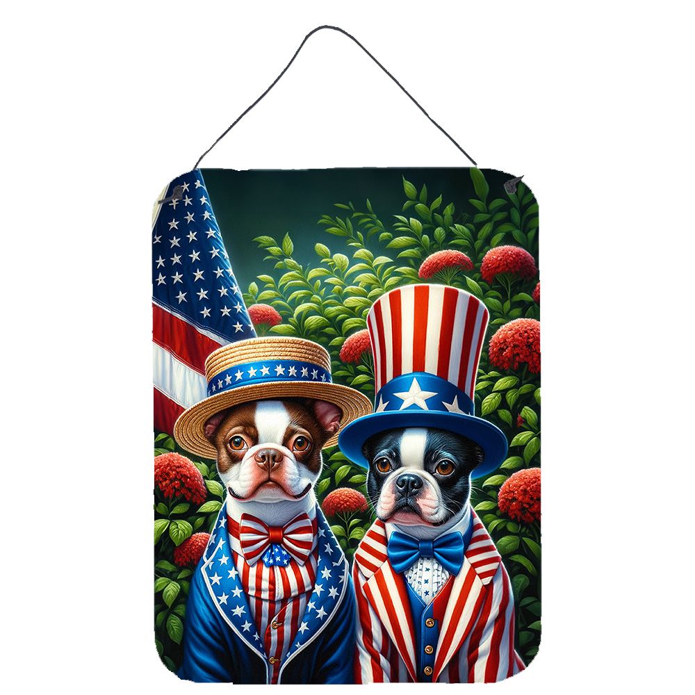 NEW All American Boston Terrier Wall or Door Hanging Prints Aluminum Metal Sign Kitchen Wall Bar Bathroom Plaque Home Decor Front Door Plaque, 12x16, Multicolor