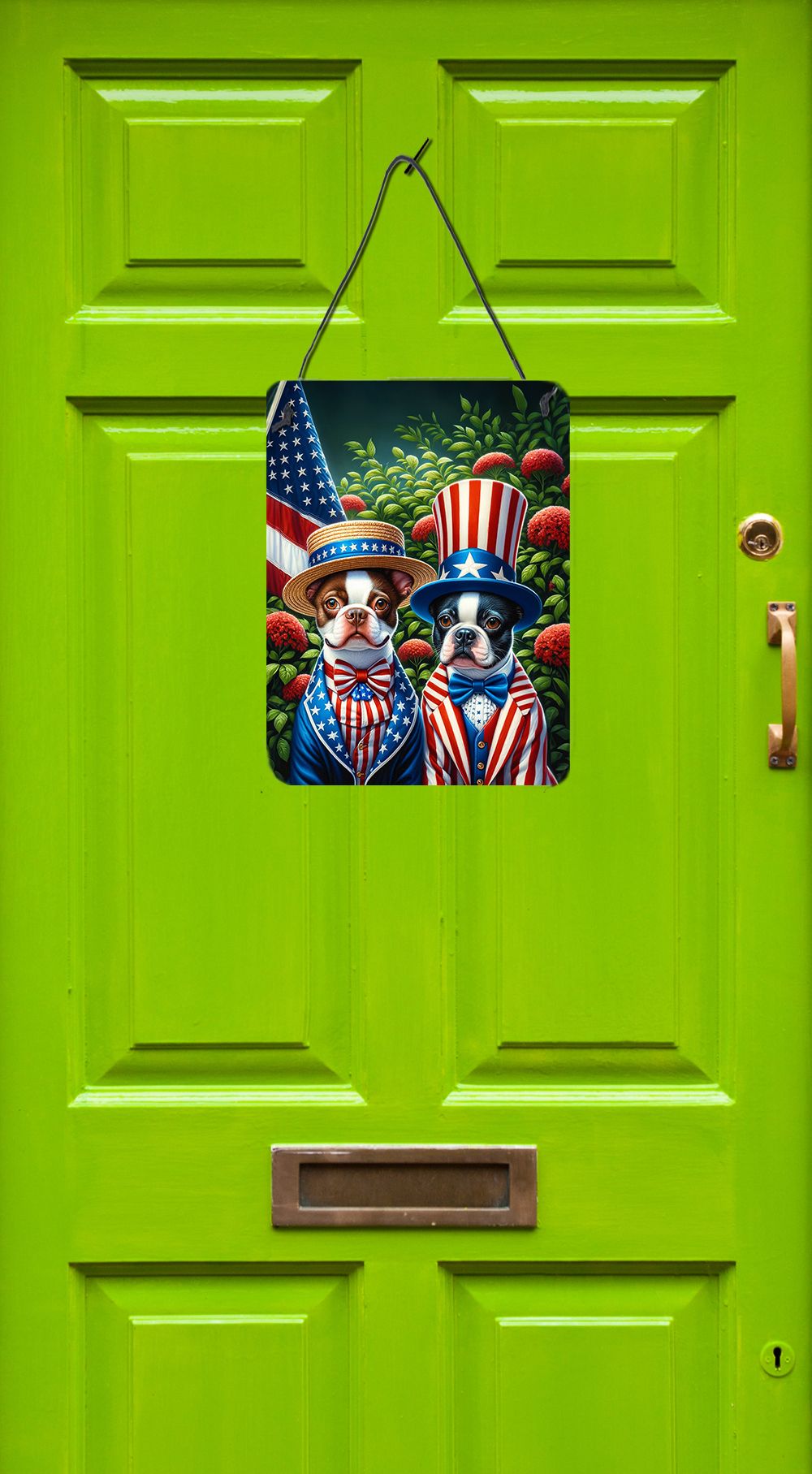 NEW All American Boston Terrier Wall or Door Hanging Prints Aluminum Metal Sign Kitchen Wall Bar Bathroom Plaque Home Decor Front Door Plaque, 12x16, Multicolor