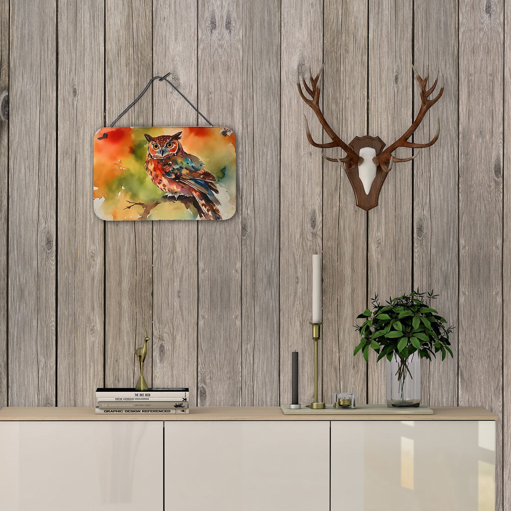 NEW Elf Owl Wall or Door Hanging Prints Aluminum Metal Sign Kitchen Wall Bar Bathroom Plaque Home Decor, 8HX12W, Multicolor