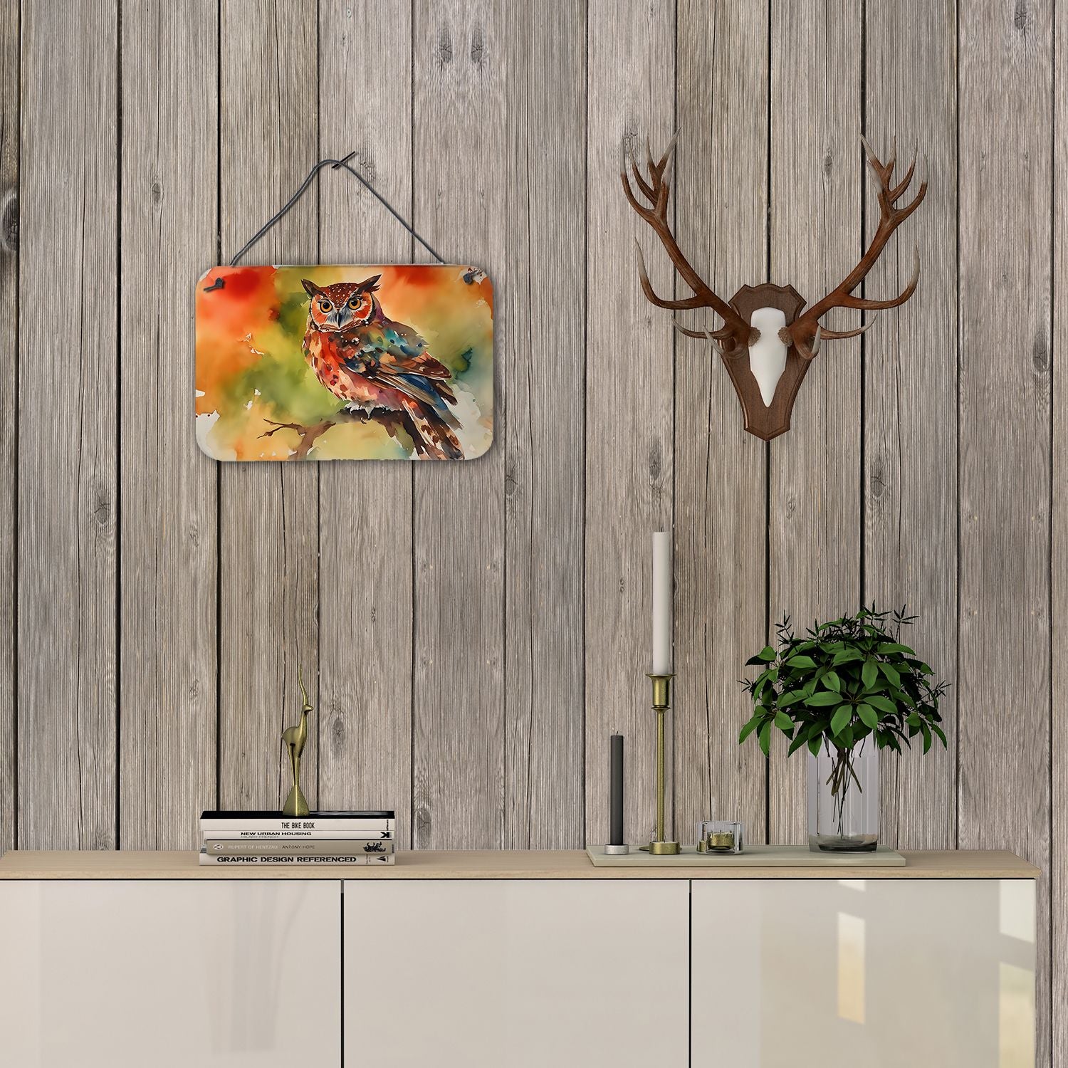 NEW Elf Owl Wall or Door Hanging Prints Aluminum Metal Sign Kitchen Wall Bar Bathroom Plaque Home Decor, 8HX12W, Multicolor