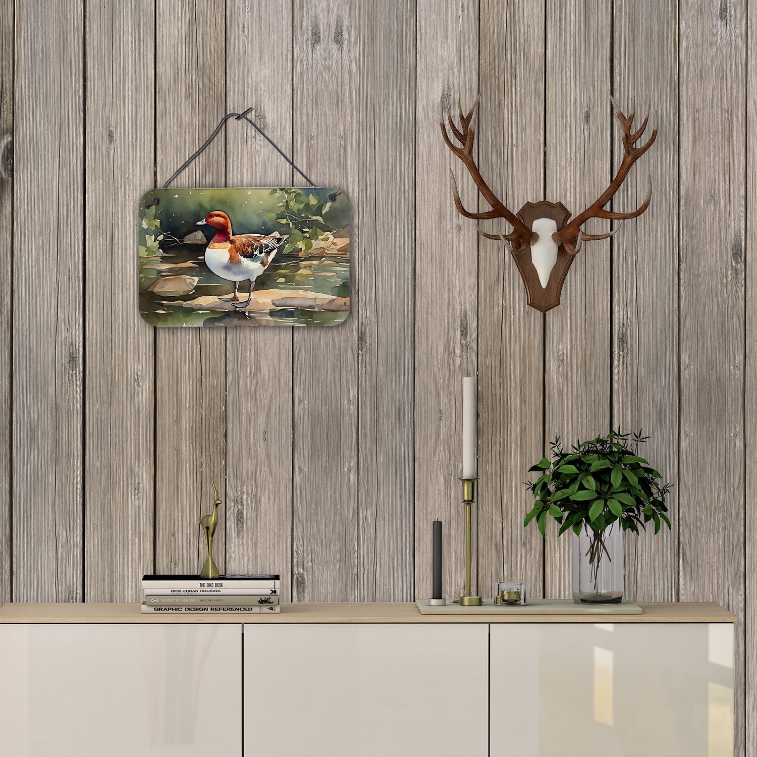 NEW Redhead Duck Wall or Door Hanging Prints Aluminum Metal Sign Kitchen Wall Bar Bathroom Plaque Home Decor, 8HX12W, Multicolor