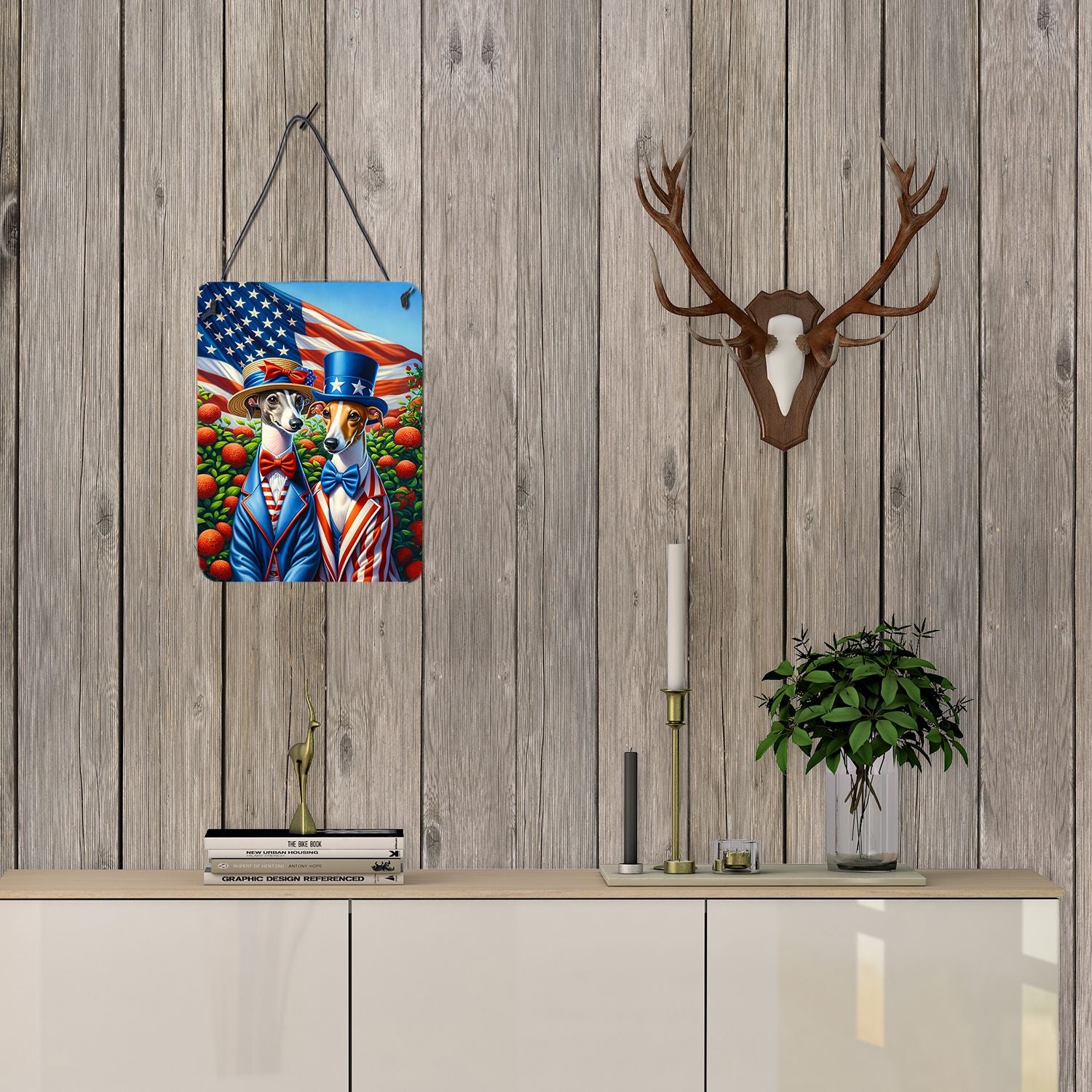 NEW All American Italian Greyhound Wall or Door Hanging Prints Aluminum Metal Sign Kitchen Wall Bar Bathroom Plaque Home Decor Front Door Plaque, 12x16, Multicolor