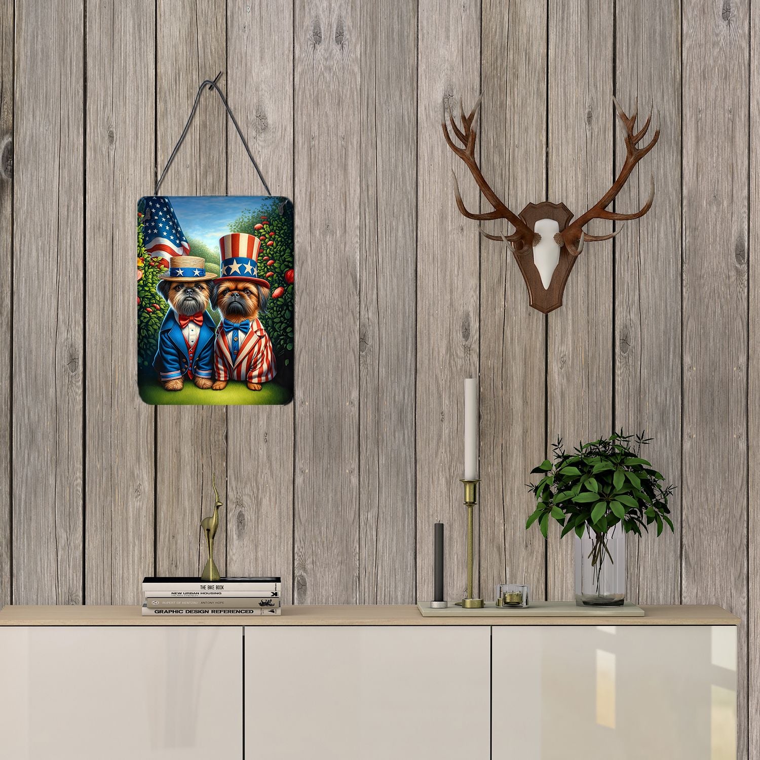 NEW All American Brussels Griffon Wall or Door Hanging Prints Aluminum Metal Sign Kitchen Wall Bar Bathroom Plaque Home Decor Front Door Plaque, 12x16, Multicolor