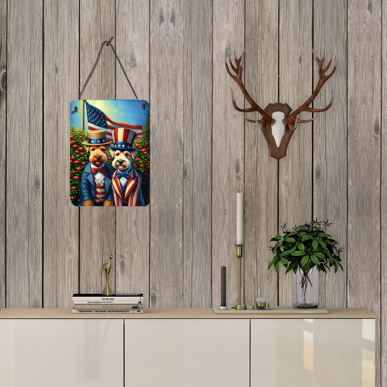 NEW All American Lakeland Terrier Wall or Door Hanging Prints Aluminum Metal Sign Kitchen Wall Bar Bathroom Plaque Home Decor Front Door Plaque, 12x16, Multicolor