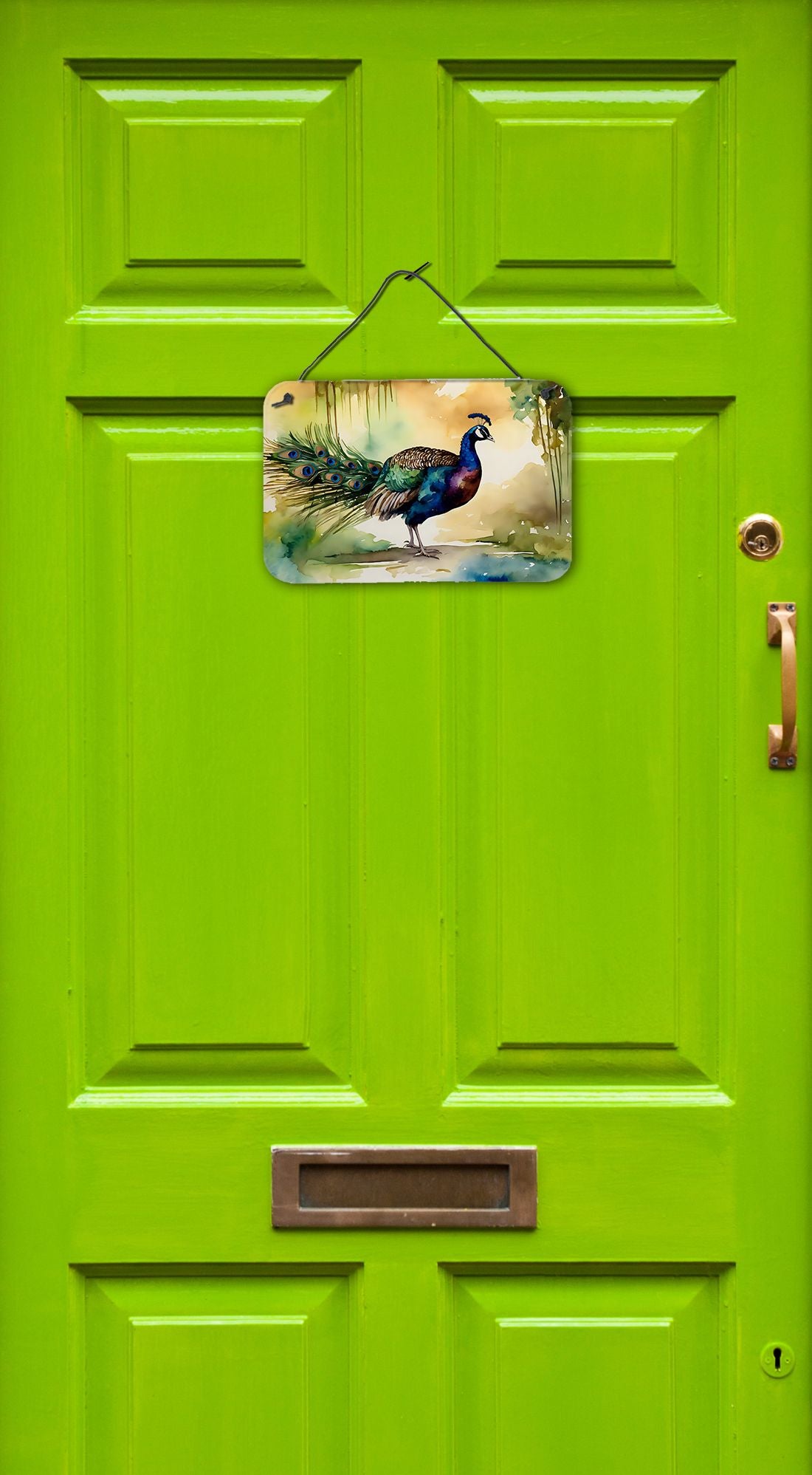 NEW Peacock Wall or Door Hanging Prints Aluminum Metal Sign Kitchen Wall Bar Bathroom Plaque Home Decor, 8HX12W, Multicolor