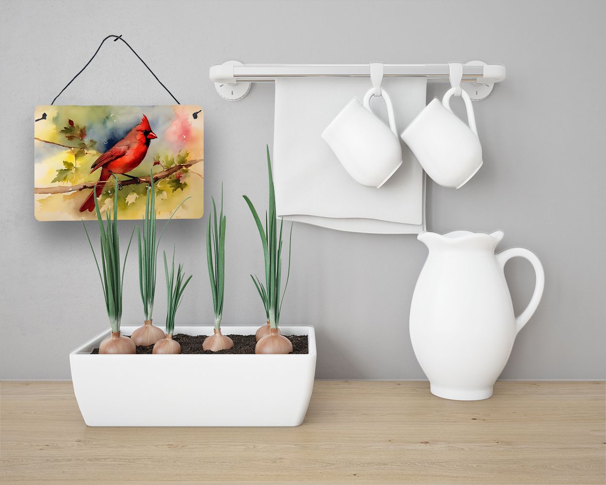 NEW Cardinal Wall or Door Hanging Prints Aluminum Metal Sign Kitchen Wall Bar Bathroom Plaque Home Decor, 8HX12W, Multicolor