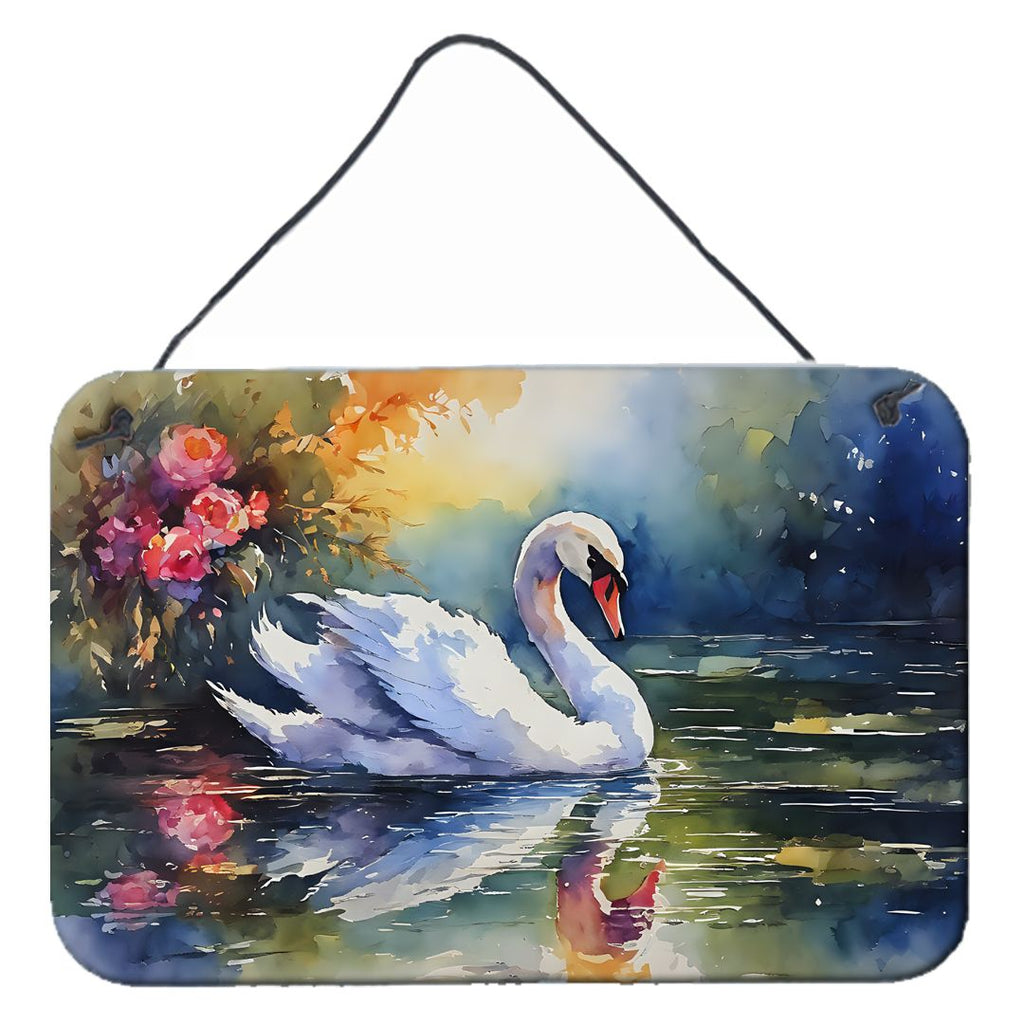 NEW Swan Wall or Door Hanging Prints Aluminum Metal Sign Kitchen Wall Bar Bathroom Plaque Home Decor, 8HX12W, Multicolor