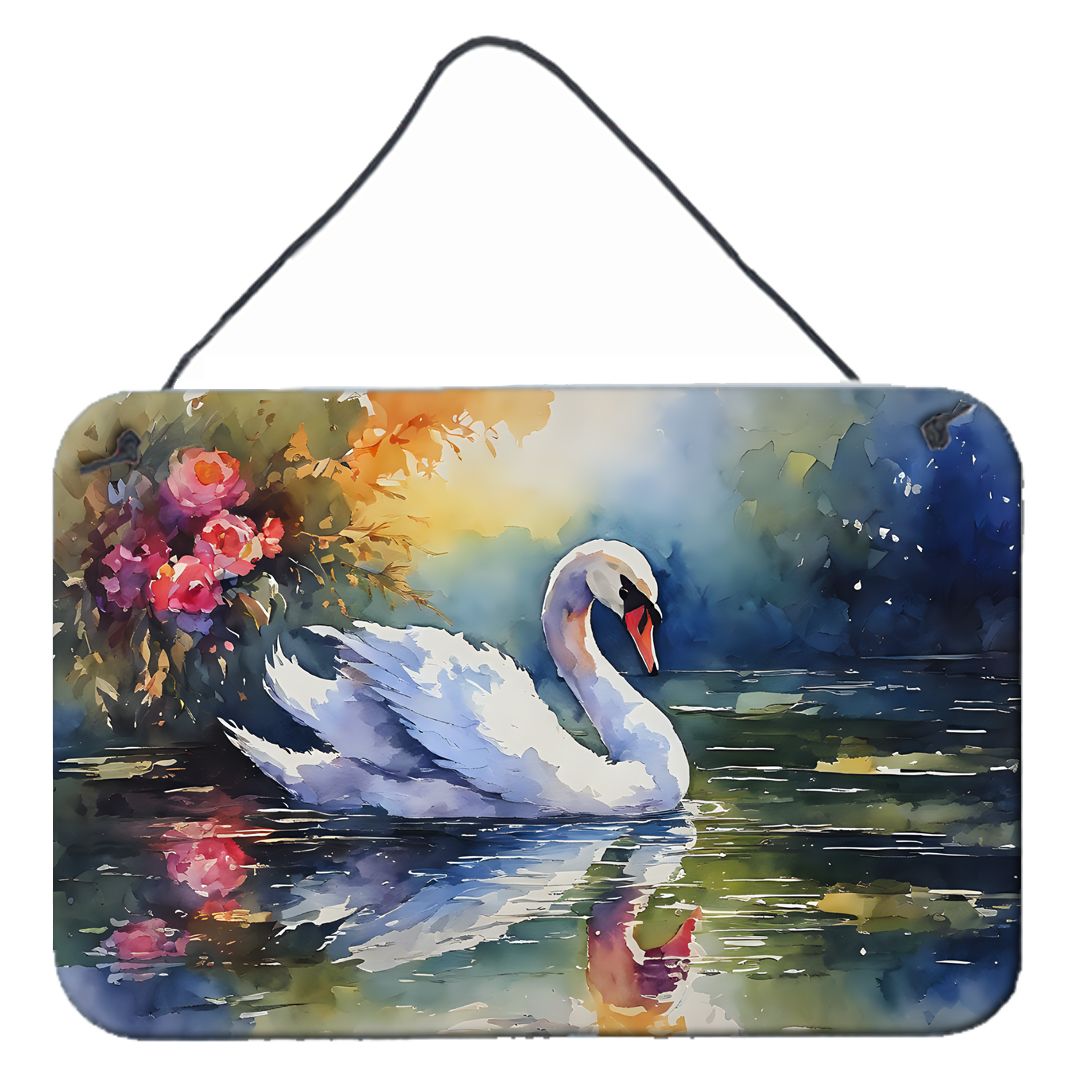 NEW Swan Wall or Door Hanging Prints Aluminum Metal Sign Kitchen Wall Bar Bathroom Plaque Home Decor, 8HX12W, Multicolor