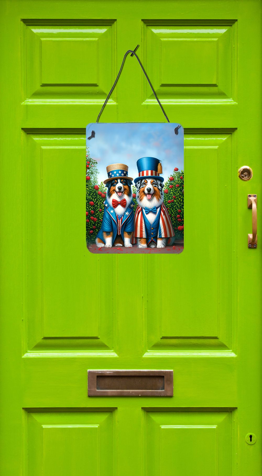 NEW All American Australian Shepherd Wall or Door Hanging Prints Aluminum Metal Sign Kitchen Wall Bar Bathroom Plaque Home Decor Front Door Plaque, 12x16, Multicolor