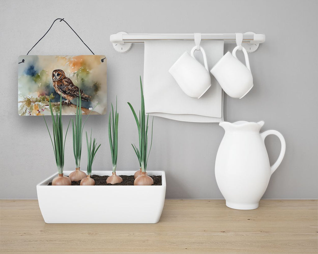 NEW Tawny Owl Wall or Door Hanging Prints Aluminum Metal Sign Kitchen Wall Bar Bathroom Plaque Home Decor, 8HX12W, Multicolor