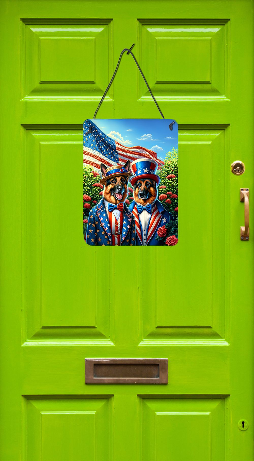 NEW All American German Shepherd Wall or Door Hanging Prints Aluminum Metal Sign Kitchen Wall Bar Bathroom Plaque Home Decor Front Door Plaque, 12x16, Multicolor