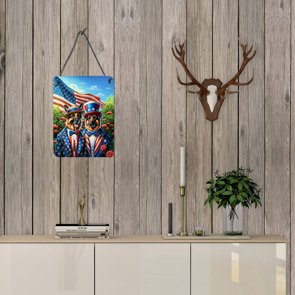 NEW All American German Shepherd Wall or Door Hanging Prints Aluminum Metal Sign Kitchen Wall Bar Bathroom Plaque Home Decor Front Door Plaque, 12x16, Multicolor