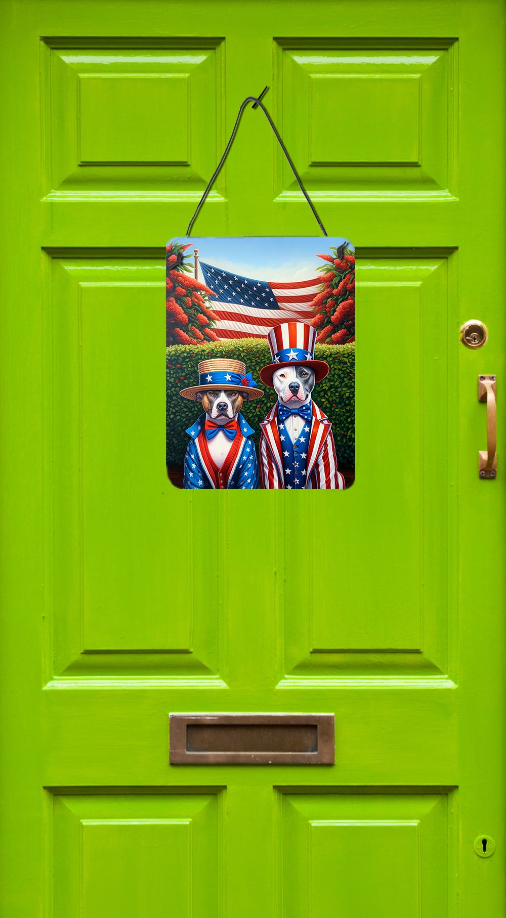 NEW All American Pit Bull Terrier Wall or Door Hanging Prints Aluminum Metal Sign Kitchen Wall Bar Bathroom Plaque Home Decor Front Door Plaque, 12x16, Multicolor