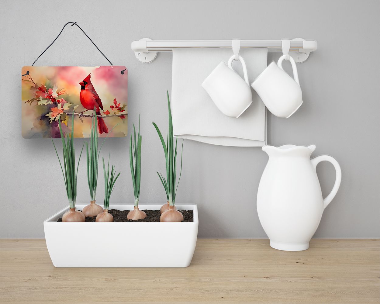 NEW Cardinal Wall or Door Hanging Prints Aluminum Metal Sign Kitchen Wall Bar Bathroom Plaque Home Decor, 8HX12W, Multicolor