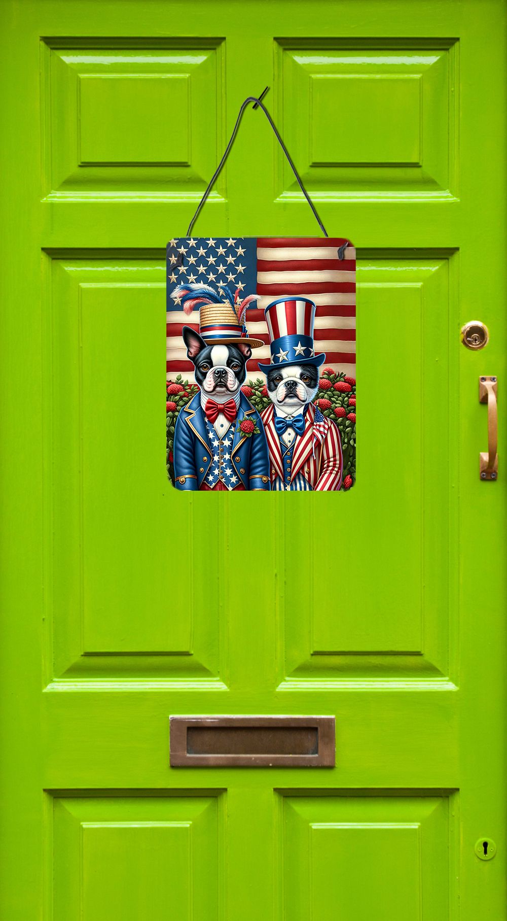 NEW All American Boston Terrier Wall or Door Hanging Prints Aluminum Metal Sign Kitchen Wall Bar Bathroom Plaque Home Decor Front Door Plaque, 12x16, Multicolor