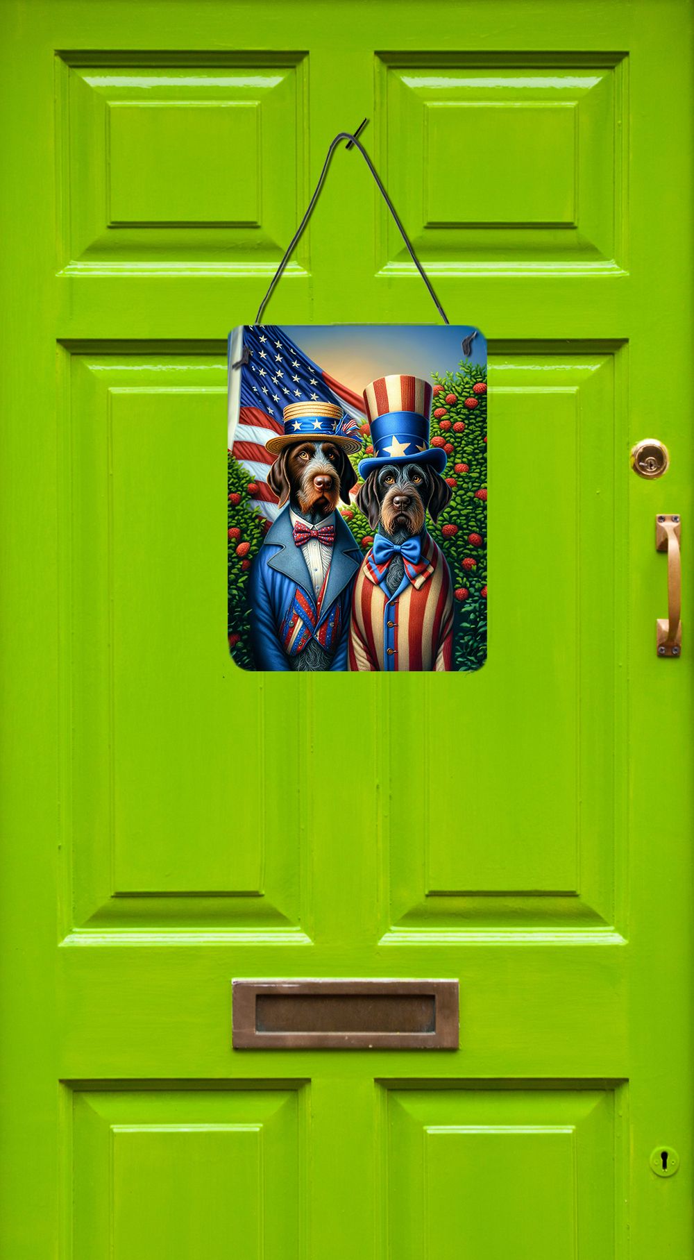 NEW All American German Wirehaired Pointer Wall or Door Hanging Prints Aluminum Metal Sign Kitchen Wall Bar Bathroom Plaque Home Decor Front Door Plaque, 12x16, Multicolor