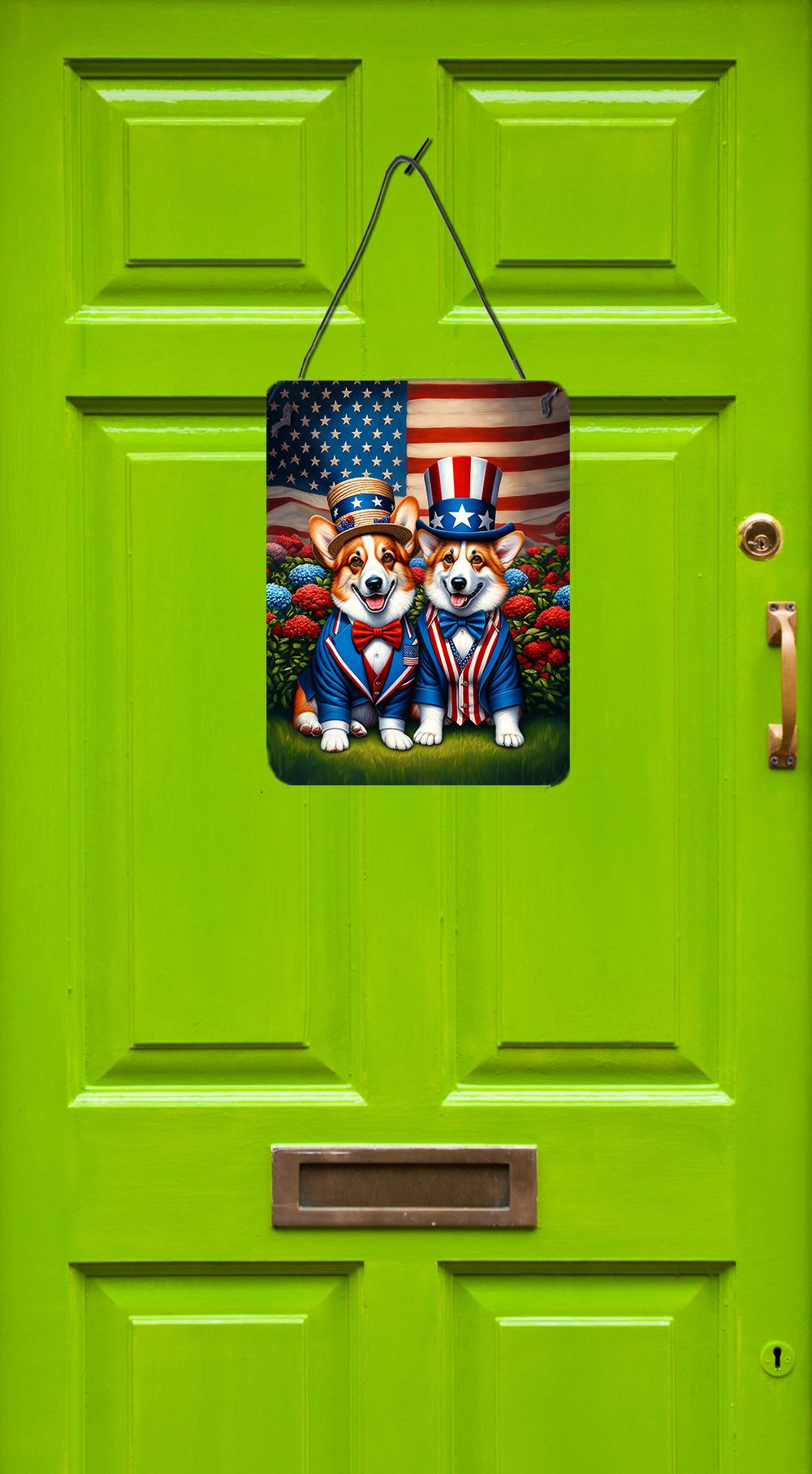 NEW All American Corgi Wall or Door Hanging Prints Aluminum Metal Sign Kitchen Wall Bar Bathroom Plaque Home Decor Front Door Plaque, 12x16, Multicolor