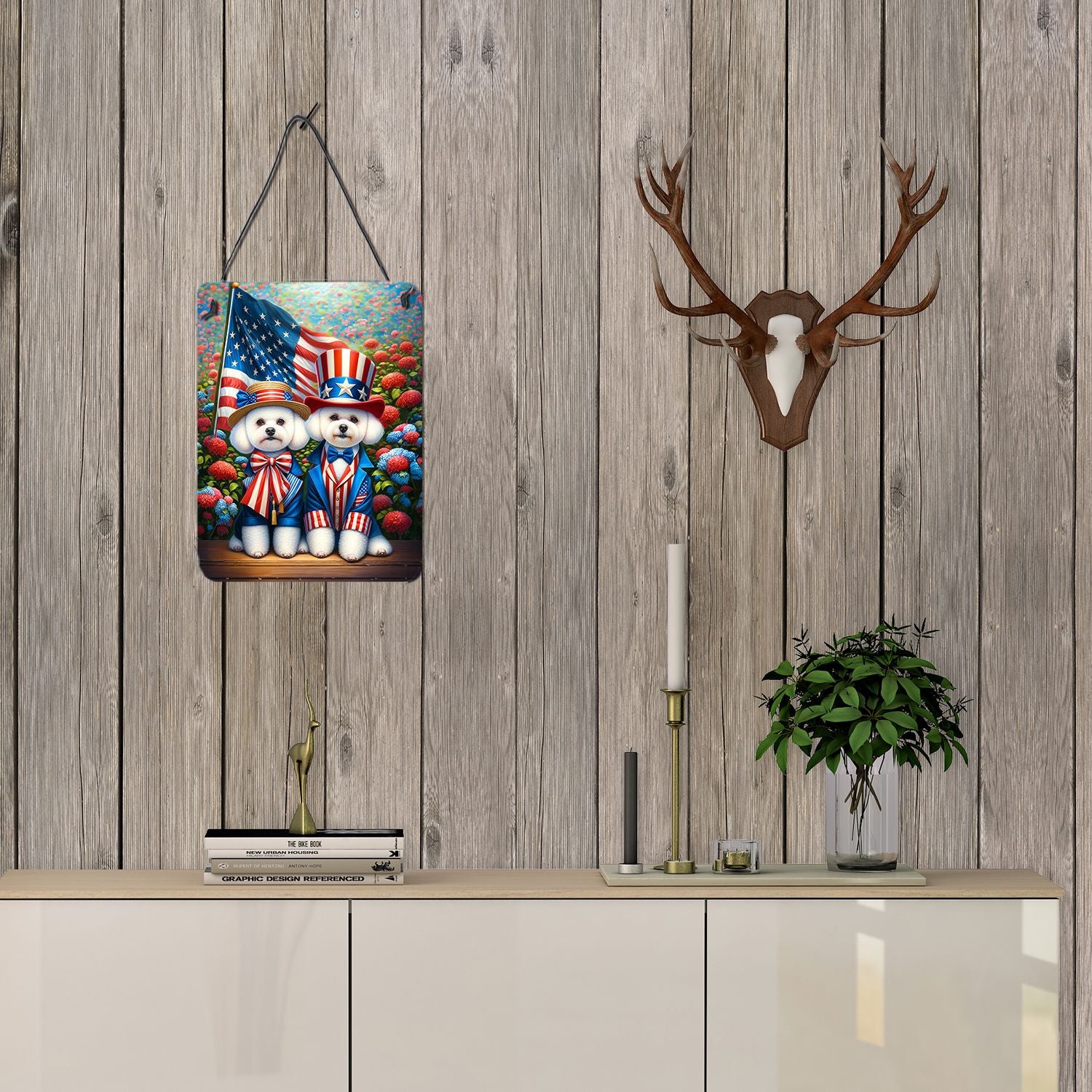 NEW All American Bichon Frise Wall or Door Hanging Prints Aluminum Metal Sign Kitchen Wall Bar Bathroom Plaque Home Decor Front Door Plaque, 12x16, Multicolor