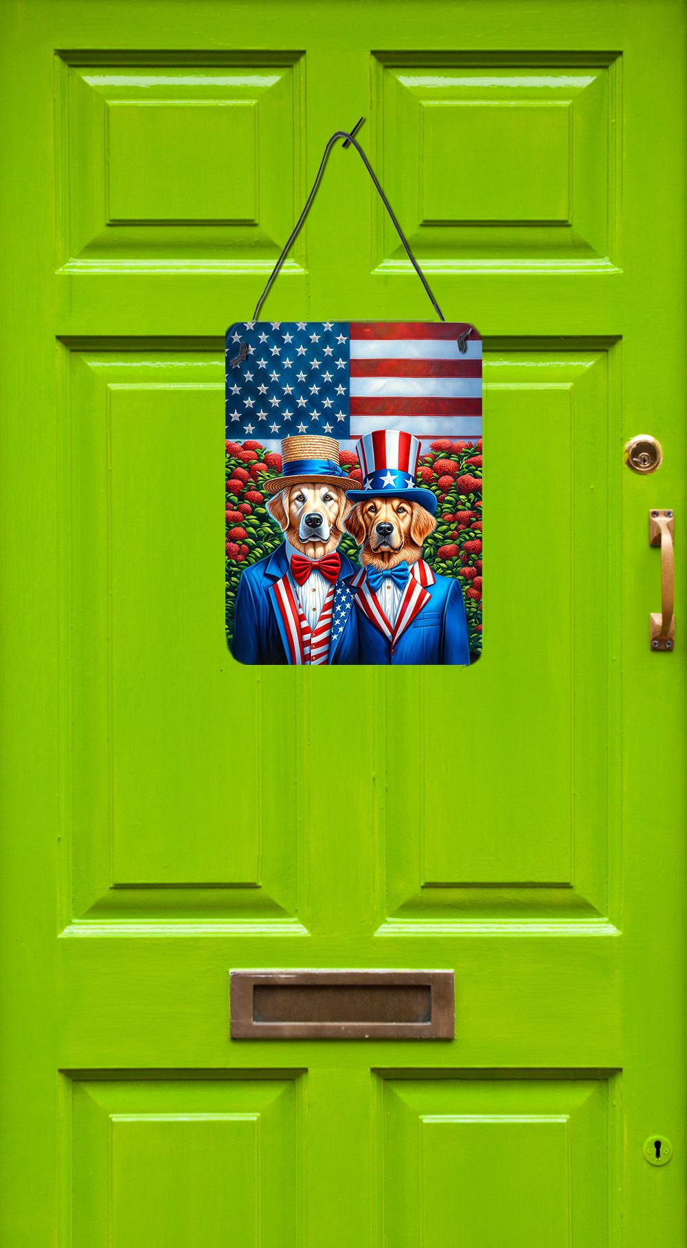 NEW All American Golden Retriever Wall or Door Hanging Prints Aluminum Metal Sign Kitchen Wall Bar Bathroom Plaque Home Decor Front Door Plaque, 12x16, Multicolor